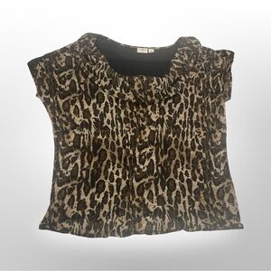 Cato leopard print short sleeve T-shirt mesh casual party lightweight plus Size‎
